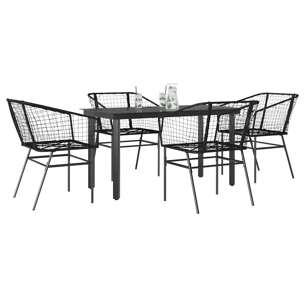 3 Dele Spisebordssæt til Haven Polyrattan Glas Sort