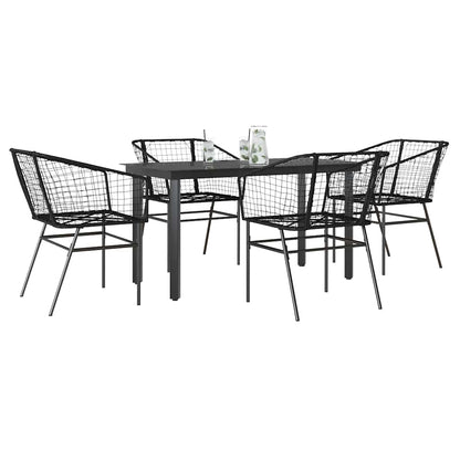 3 Dele Spisebordssæt til Haven Polyrattan Glas Sort