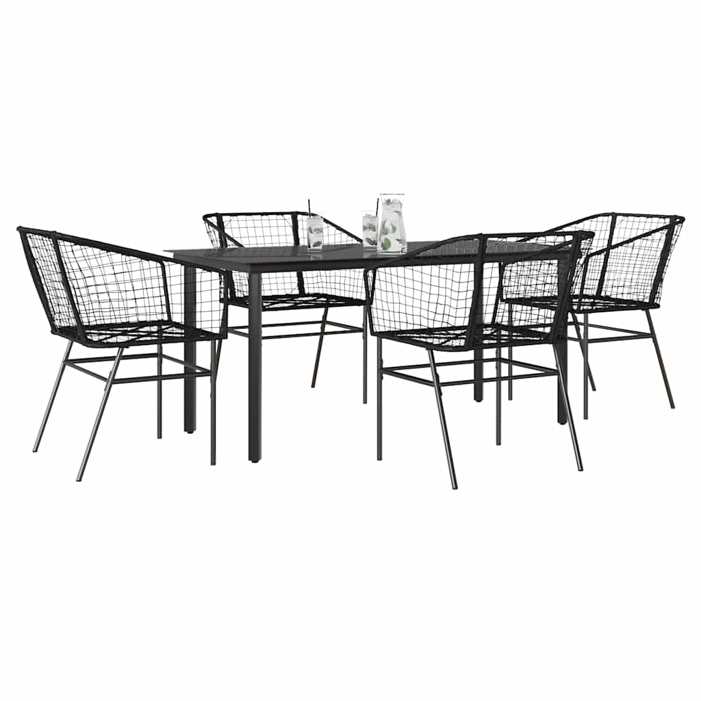 3 Dele Spisebordssæt til Haven Polyrattan Glas Sort