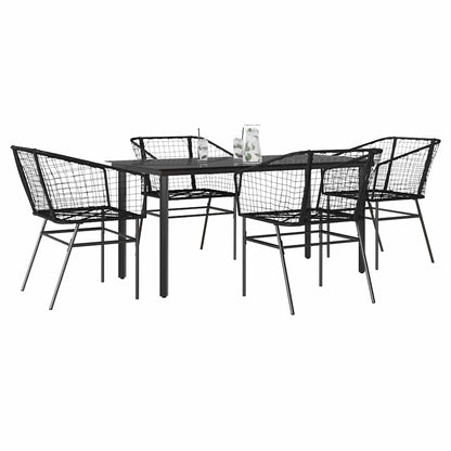 3 Dele Spisebordssæt til Haven Polyrattan Glas Sort