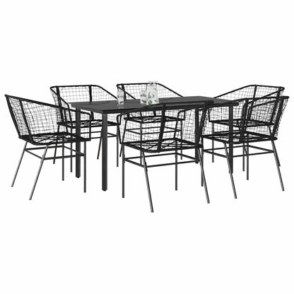 3 Dele Spisebordssæt til Haven Polyrattan Glas Sort