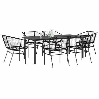3 Dele Spisebordssæt til Haven Polyrattan Glas Sort