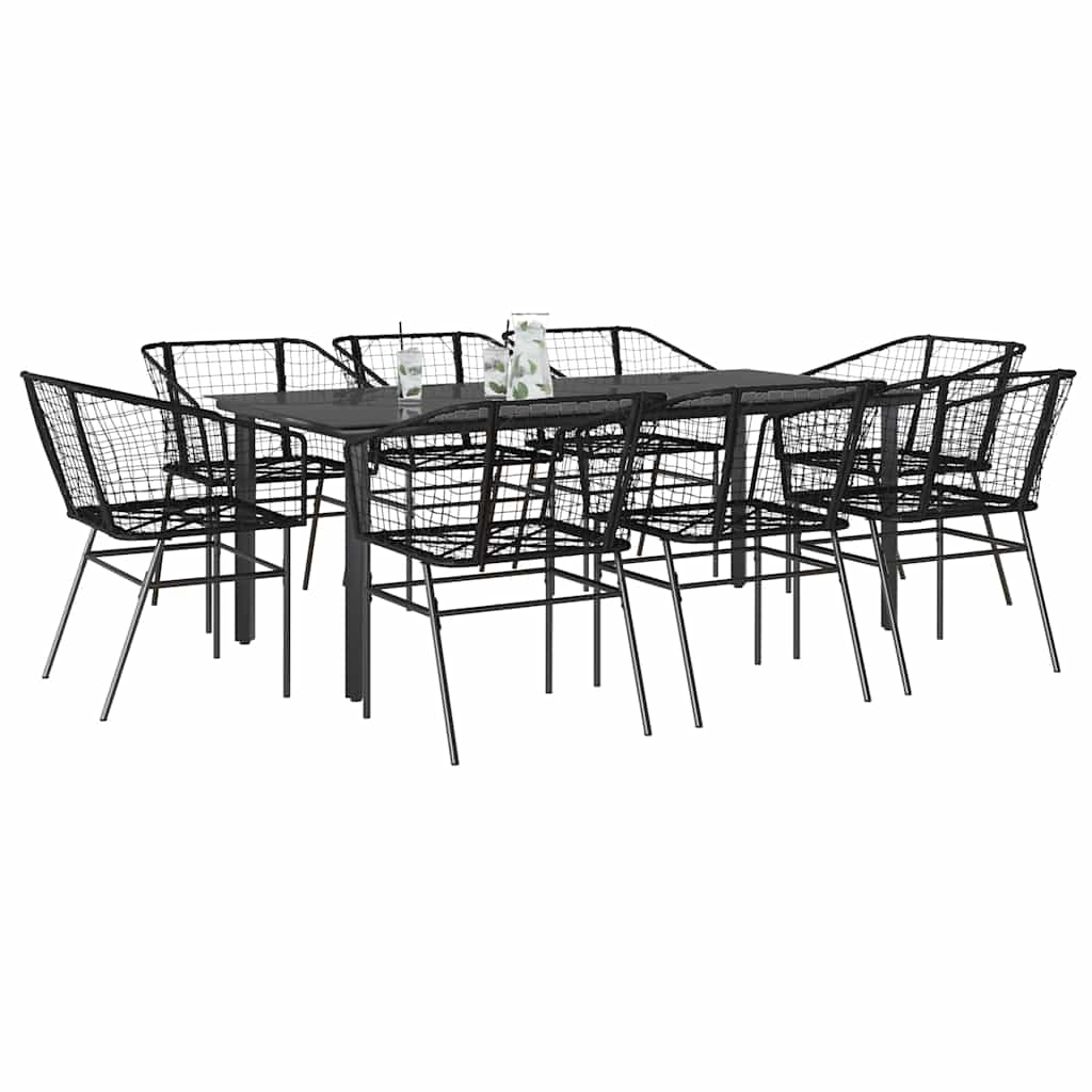 3 Dele Spisebordssæt til Haven Polyrattan Glas Sort