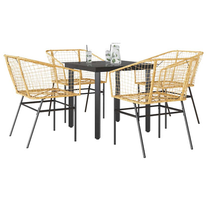 3 Dele Spisebordssæt til Haven Polyrattan Glas Sort