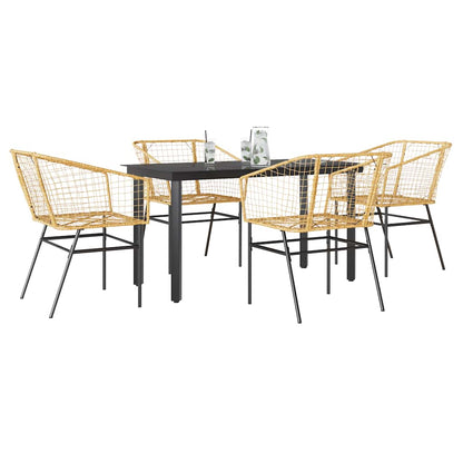 3 Dele Spisebordssæt til Haven Polyrattan Glas Sort