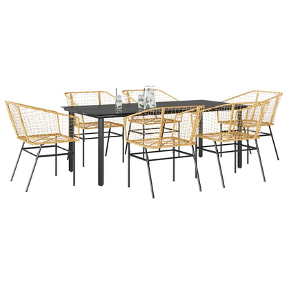 3 Dele Spisebordssæt til Haven Polyrattan Glas Sort