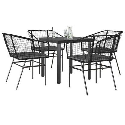 3 Dele Spisebordssæt til Haven Polyrattan Glas Sort