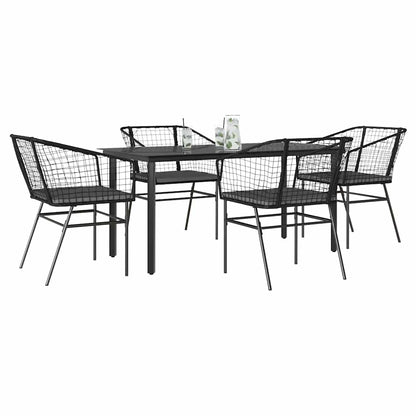 3 Dele Spisebordssæt til Haven Polyrattan Glas Sort