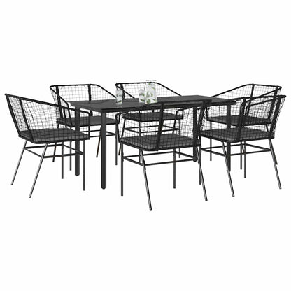 3 Dele Spisebordssæt til Haven Polyrattan Glas Sort