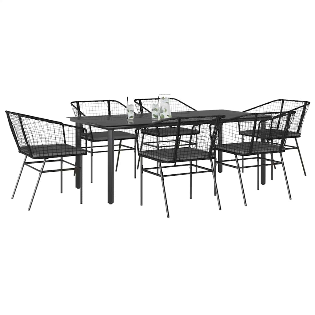 3 Dele Spisebordssæt til Haven Polyrattan Glas Sort