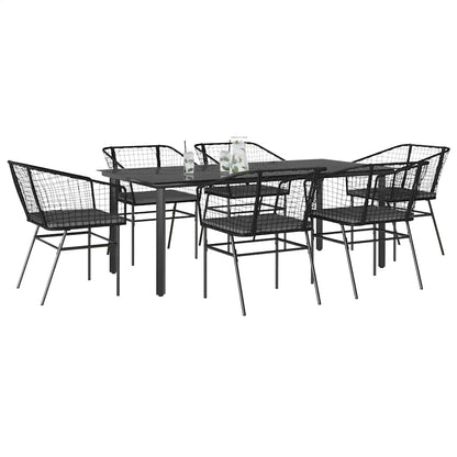 3 Dele Spisebordssæt til Haven Polyrattan Glas Sort