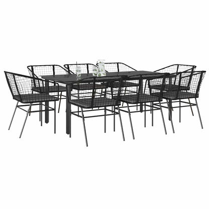 3 Dele Spisebordssæt til Haven Polyrattan Glas Sort