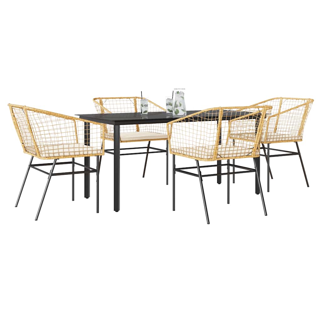 3 Dele Spisebordssæt til Haven Polyrattan Glas Sort