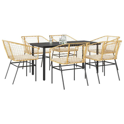 3 Dele Spisebordssæt til Haven Polyrattan Glas Sort