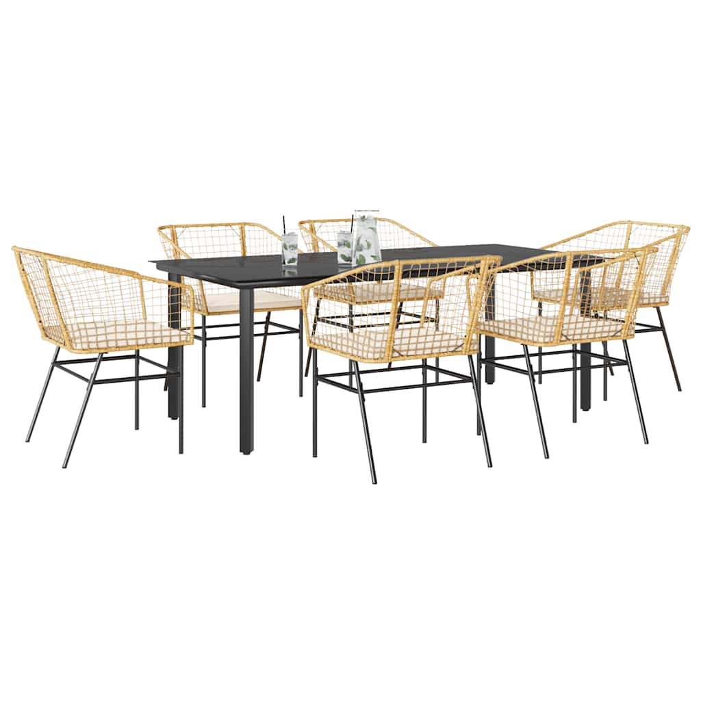 3 Dele Spisebordssæt til Haven Polyrattan Glas Sort