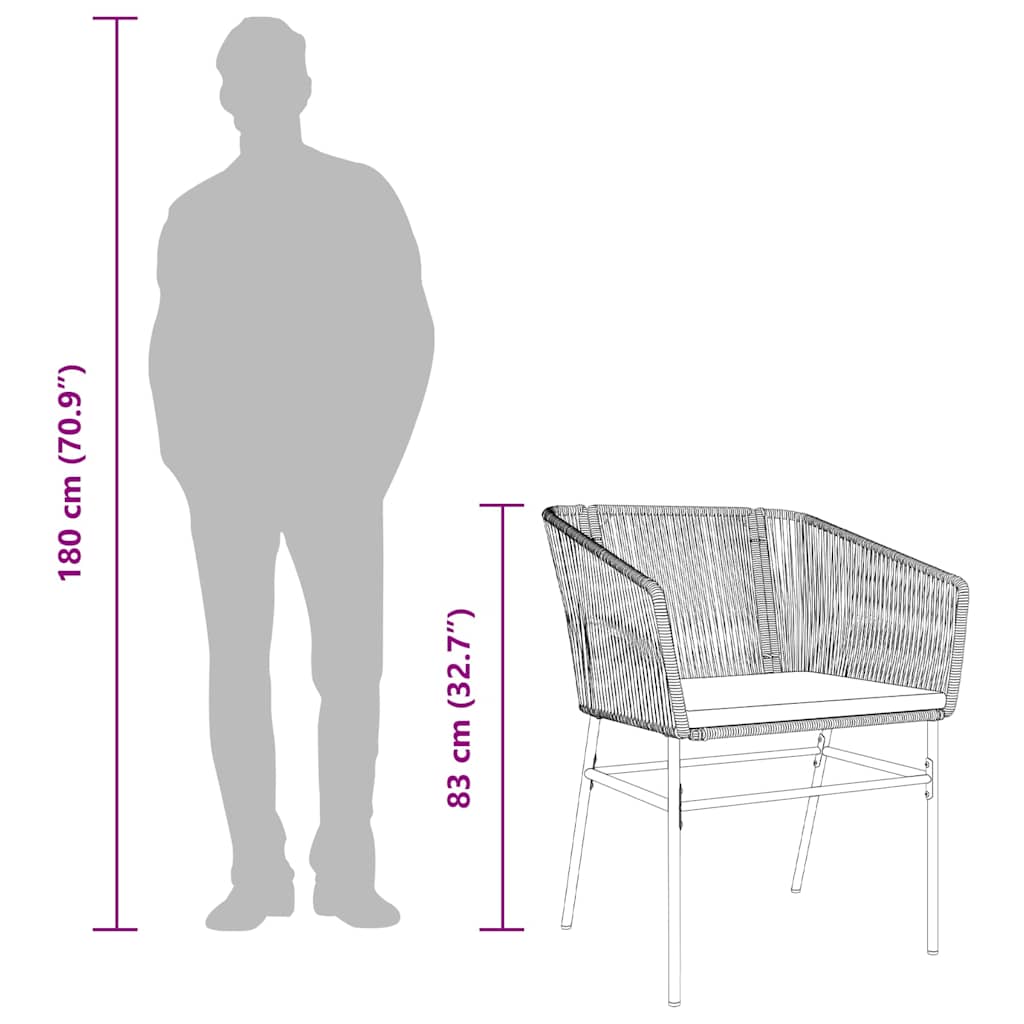 3 Dele Spisebordssæt til Haven M. Hynder Polyrattan Glas Sort - billede 10