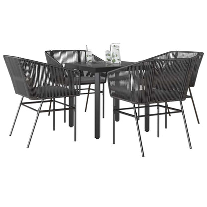 3 Dele Spisebordssæt til Haven M. Hynder Polyrattan Glas Sort