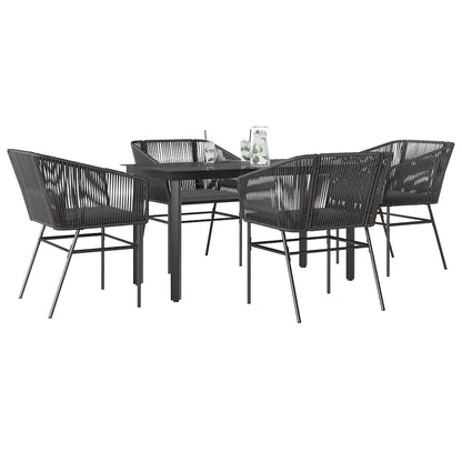 3 Dele Spisebordssæt til Haven M. Hynder Polyrattan Glas Sort