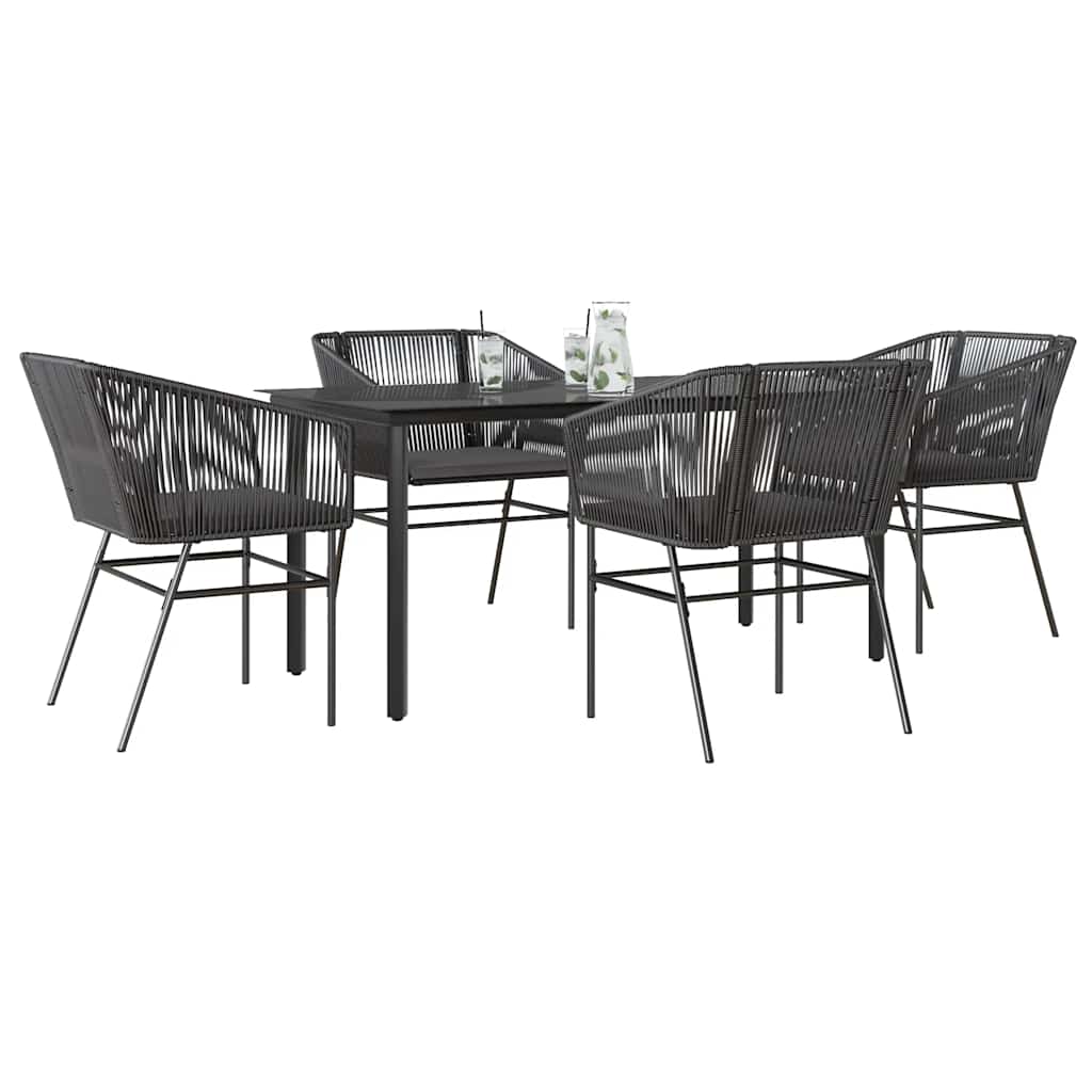 3 Dele Spisebordssæt til Haven M. Hynder Polyrattan Glas Sort