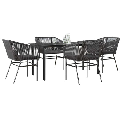 3 Dele Spisebordssæt til Haven M. Hynder Polyrattan Glas Sort