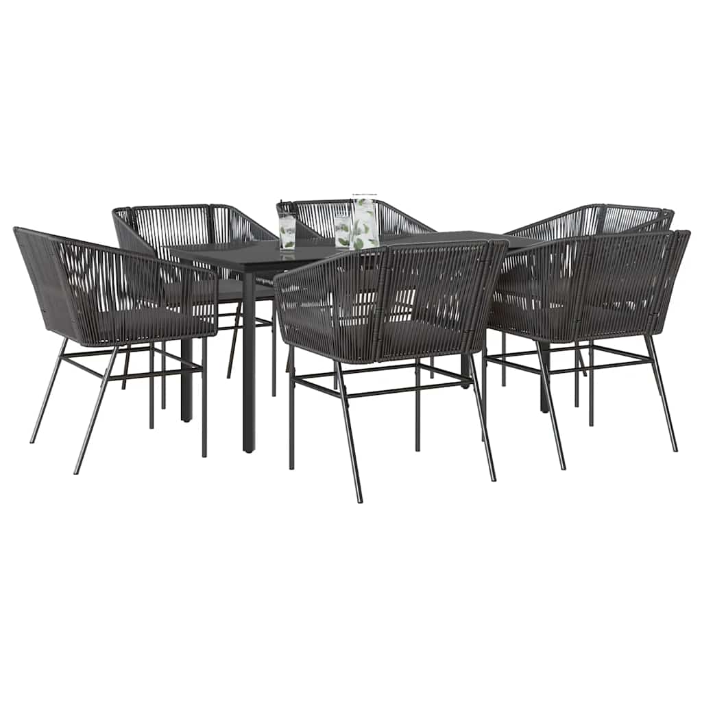 3 Dele Spisebordssæt til Haven M. Hynder Polyrattan Glas Sort