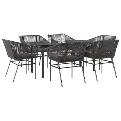 3 Dele Spisebordssæt til Haven M. Hynder Polyrattan Glas Sort