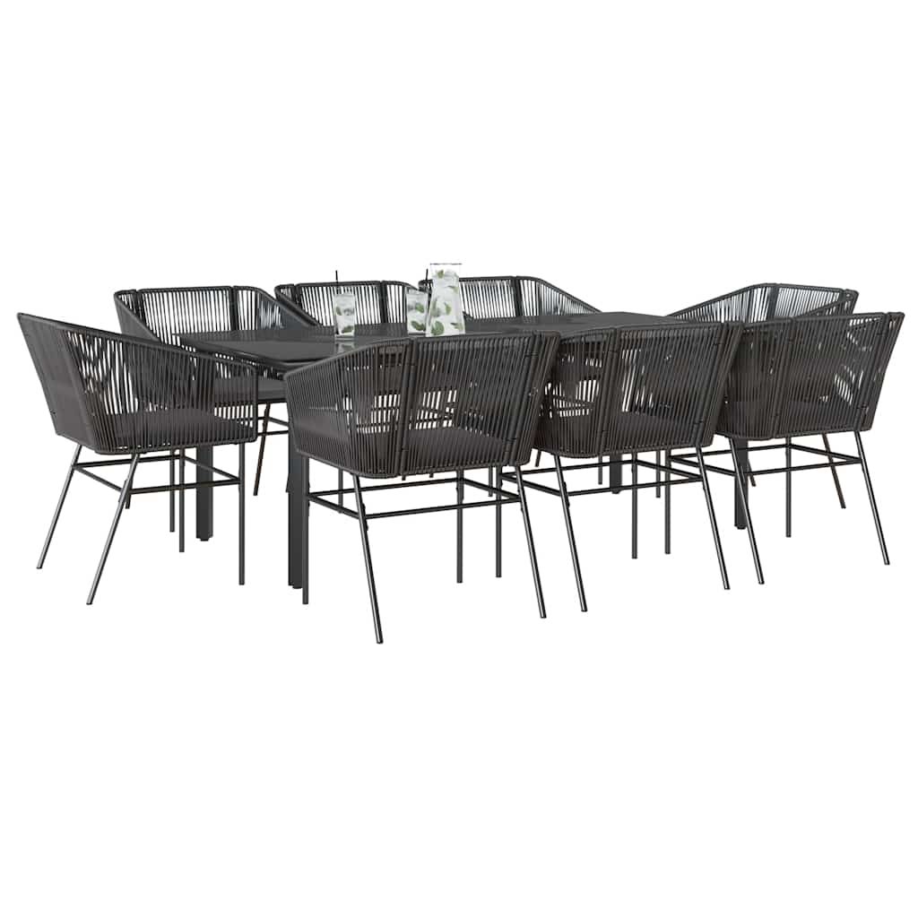 3 Dele Spisebordssæt til Haven M. Hynder Polyrattan Glas Sort