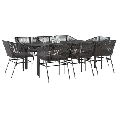 3 Dele Spisebordssæt til Haven M. Hynder Polyrattan Glas Sort