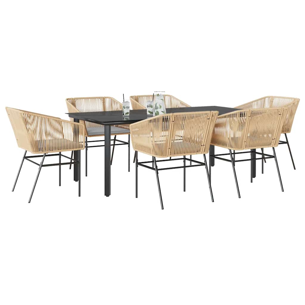 3 Dele Spisebordssæt til Haven M. Hynder Polyrattan Glas Sort