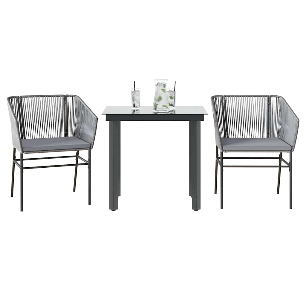 3 Dele Spisebordssæt til Haven M. Hynder Polyrattan Glas Sort