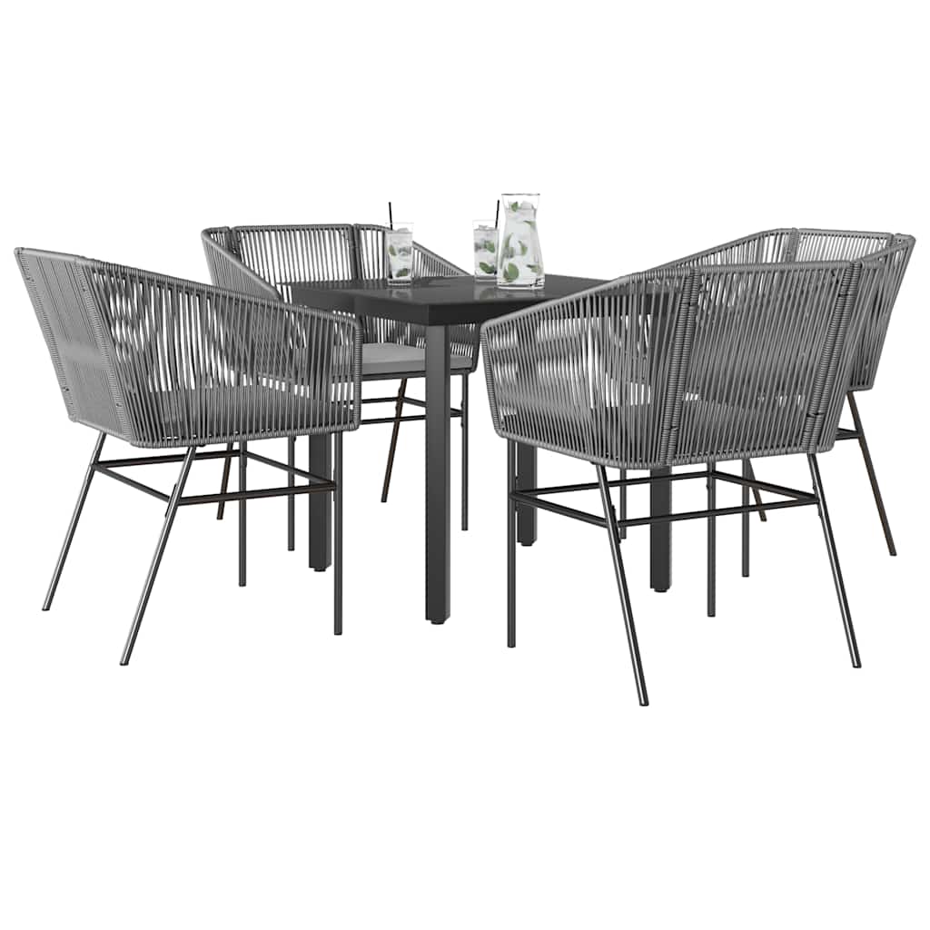3 Dele Spisebordssæt til Haven M. Hynder Polyrattan Glas Sort