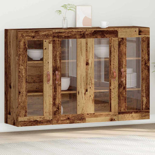 Vægskab 2 Pcs Gammelt Træ 69.5 X 34 X 90 Cm Konstrueret Træ - Hovedbillede