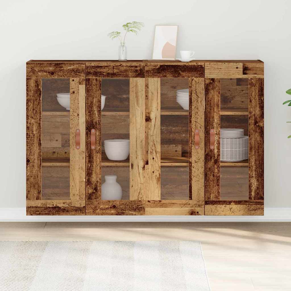 Vægskab 2 Pcs Gammelt Træ 69.5 X 34 X 90 Cm Konstrueret Træ - Billede 4