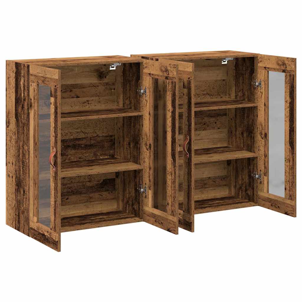 Vægskab 2 Pcs Gammelt Træ 69.5 X 34 X 90 Cm Konstrueret Træ - Billede 5