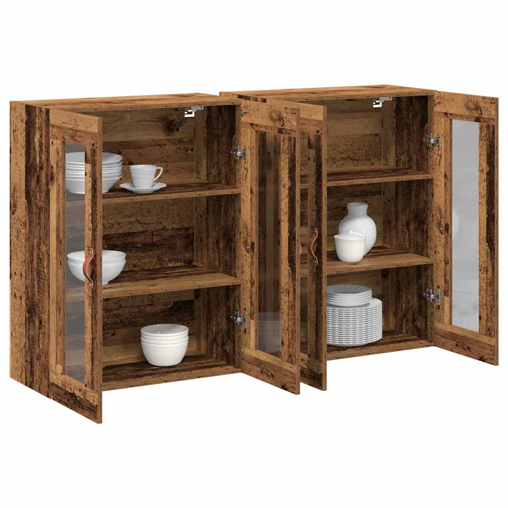 Vægskab 2 Pcs Gammelt Træ 69.5 X 34 X 90 Cm Konstrueret Træ - Billede 3