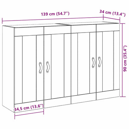 Vægskab 2 Pcs Gammelt Træ 69.5 X 34 X 90 Cm Konstrueret Træ - Billede 13