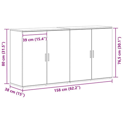Sideboard 2 Dele 79 X 38 X 80 Cm Konstrueret Træ - Billede 13