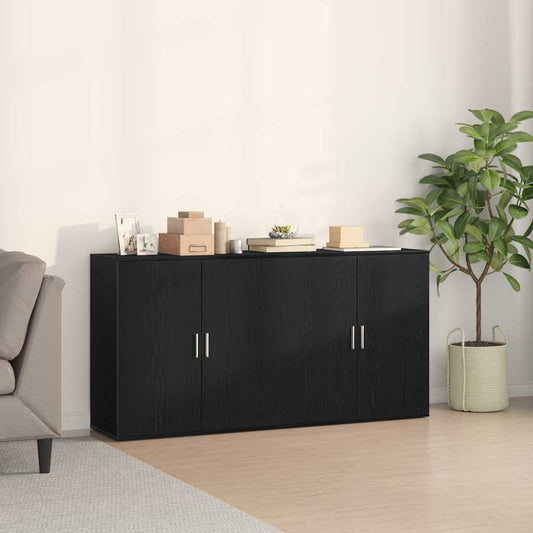 Sideboards 2 Pcs Sort Eg 79 X 38 X 80 Cm Konstrueret Træ - Hovedbillede