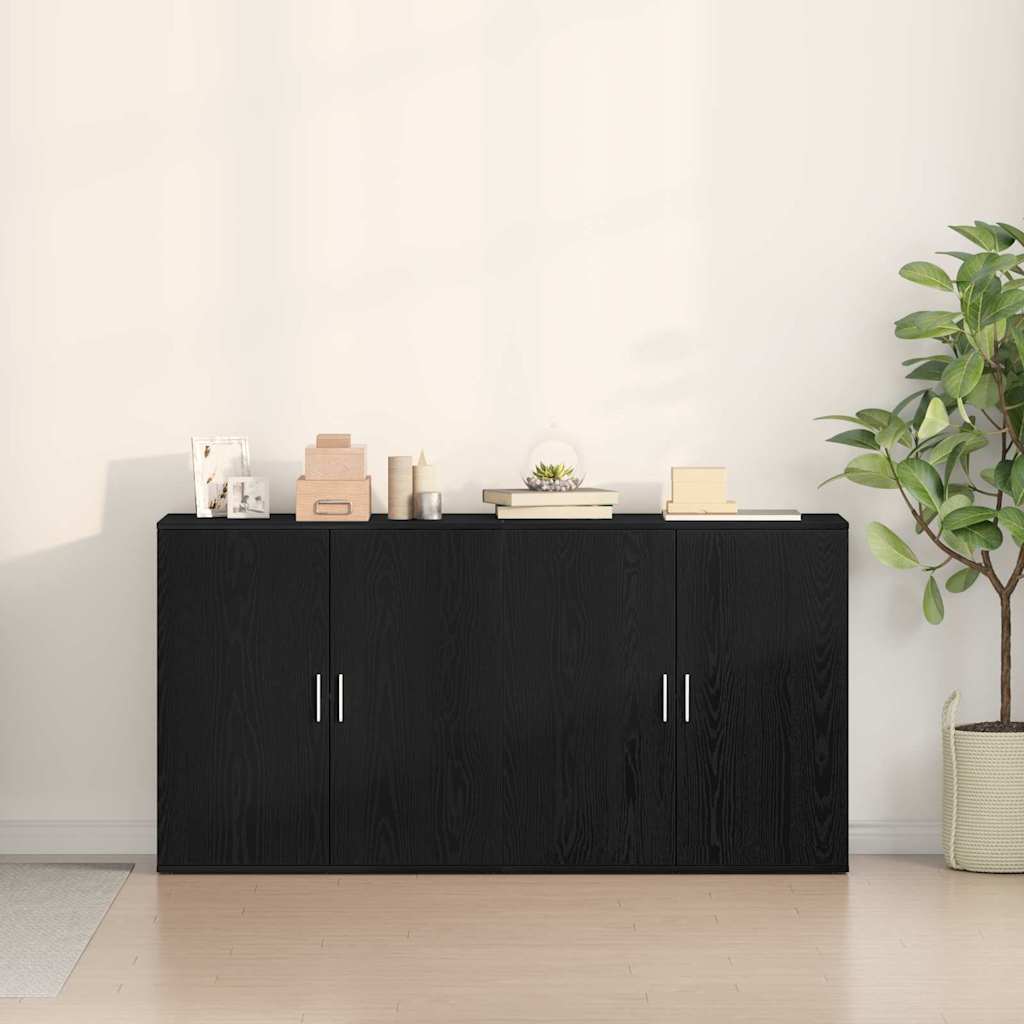 Sideboards 2 Pcs Sort Eg 79 X 38 X 80 Cm Konstrueret Træ - Billede 4