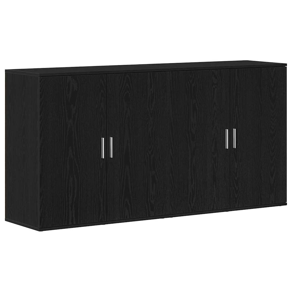 Sideboards 2 Pcs Sort Eg 79 X 38 X 80 Cm Konstrueret Træ - Billede 2