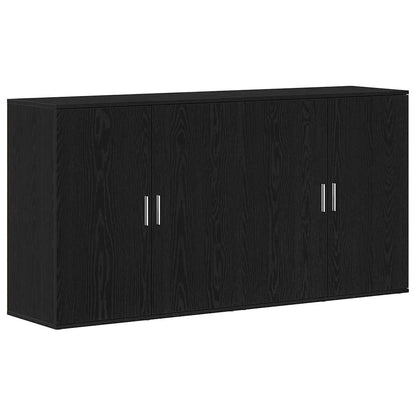 Sideboards 2 Pcs Sort Eg 79 X 38 X 80 Cm Konstrueret Træ - Billede 2