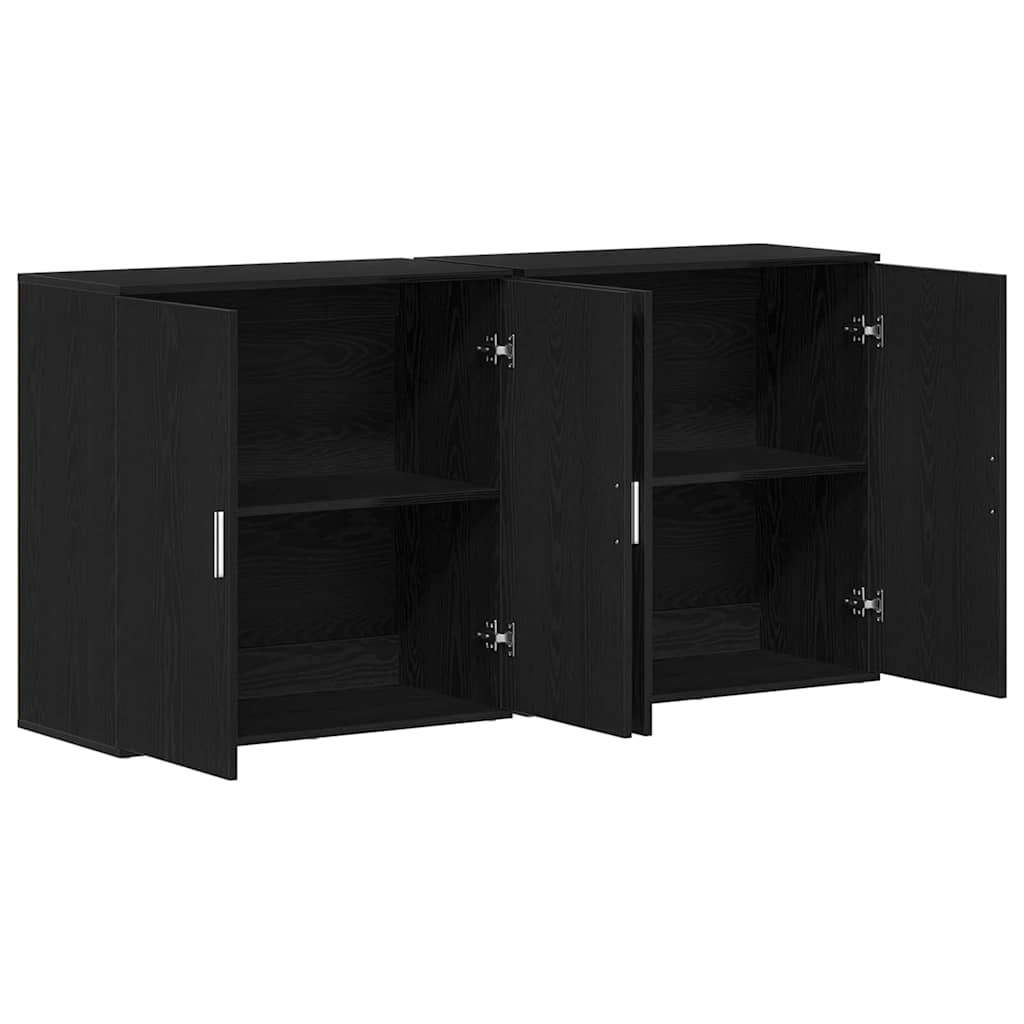 Sideboards 2 Pcs Sort Eg 79 X 38 X 80 Cm Konstrueret Træ - Billede 5