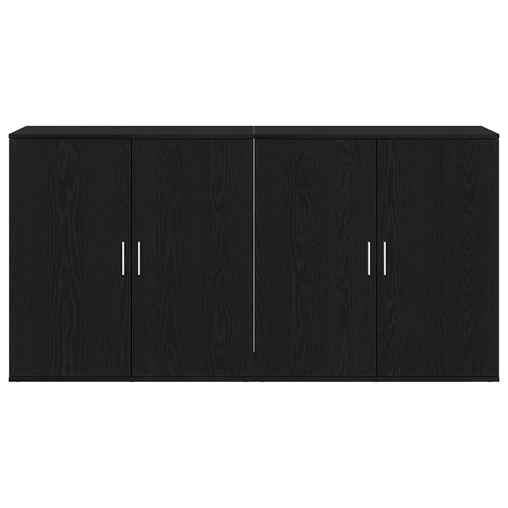 Sideboards 2 Pcs Sort Eg 79 X 38 X 80 Cm Konstrueret Træ - Billede 6
