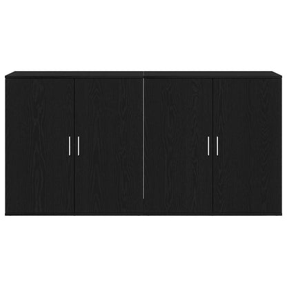 Sideboards 2 Pcs Sort Eg 79 X 38 X 80 Cm Konstrueret Træ - Billede 6