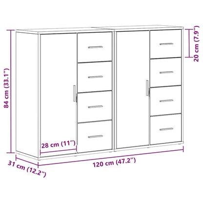 Sideboard 2 Dele 60 X 31 X 84 Cm Konstrueret Træ - Billede 12