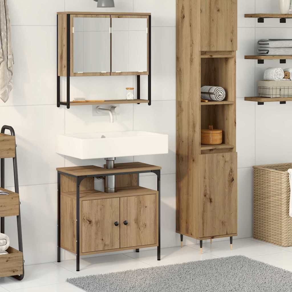 Badeværelsesmøbel Sæt Med Opbevaring 2 Pcs Brun 60 X 30 X 60 Cm - Hovedbillede