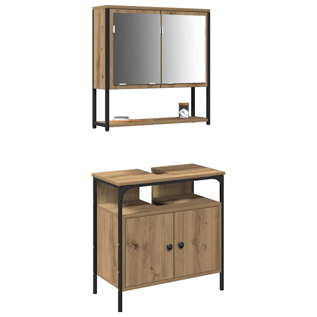 Badeværelsesmøbel Sæt Med Opbevaring 2 Pcs Brun 60 X 30 X 60 Cm - Billede 3