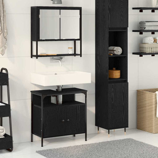 Badeværelsesmøbel Sæt Med Opbevaring 2 Pcs Sort 60 X 30 X 60 Cm - Hovedbillede