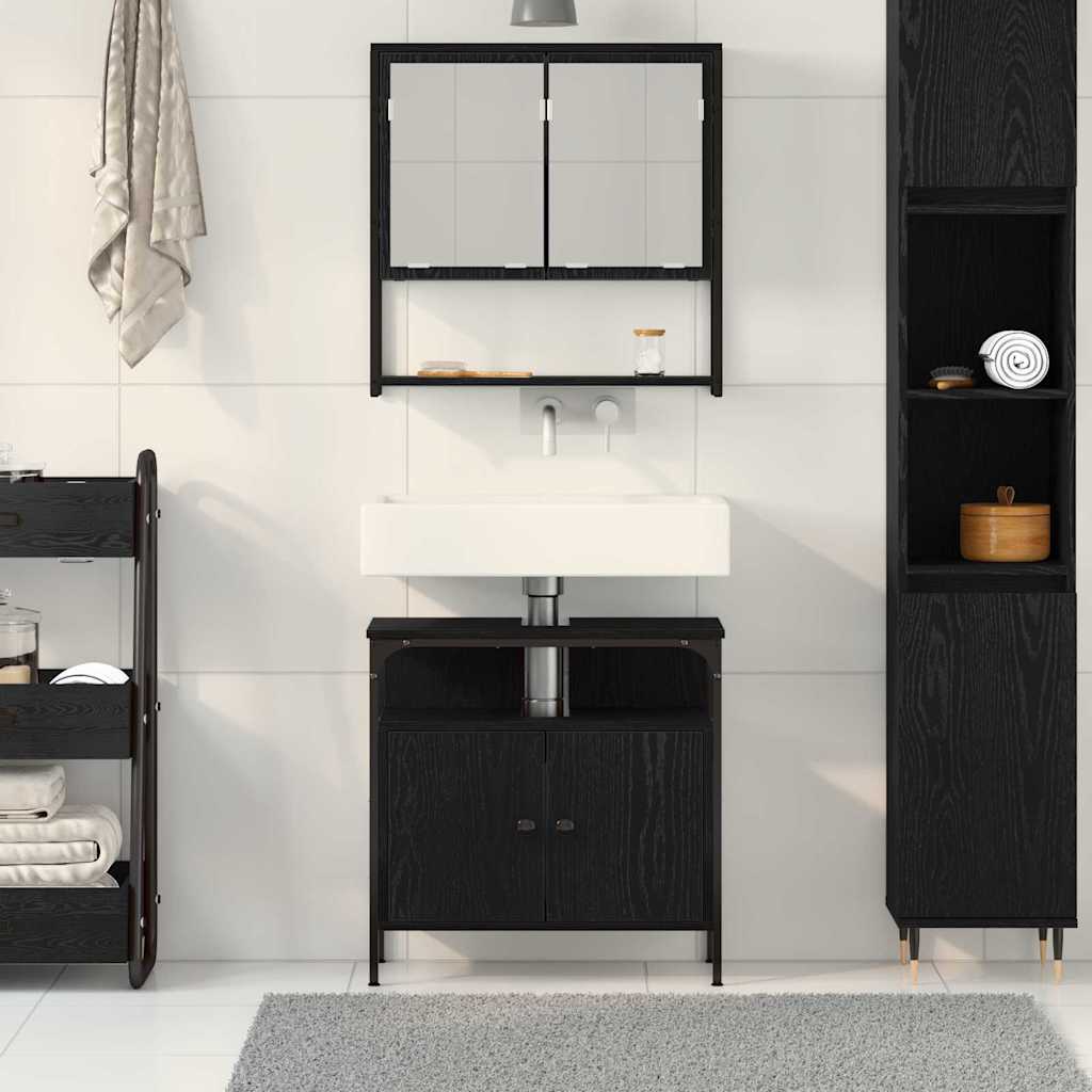 Badeværelsesmøbel Sæt Med Opbevaring 2 Pcs Sort 60 X 30 X 60 Cm - Billede 4