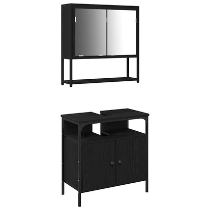 Badeværelsesmøbel Sæt Med Opbevaring 2 Pcs Sort 60 X 30 X 60 Cm - Billede 2